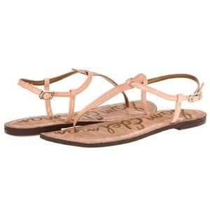 Sam Edelman Gigi Sandal Animal Print Snake Peach Pink Patent Ankle Strap…